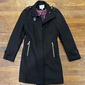Cole Haan Women's Black Trench Coat with Pink Lining
